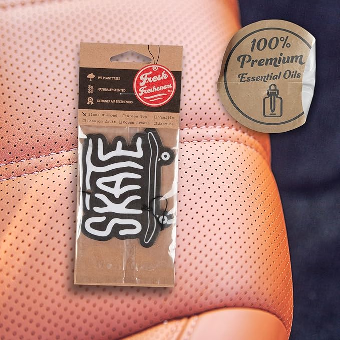 Fresh Fresheners Cute Funny and Aesthetic Car Air Fresheners 4-pack Scented With Premium Oils (Skate)