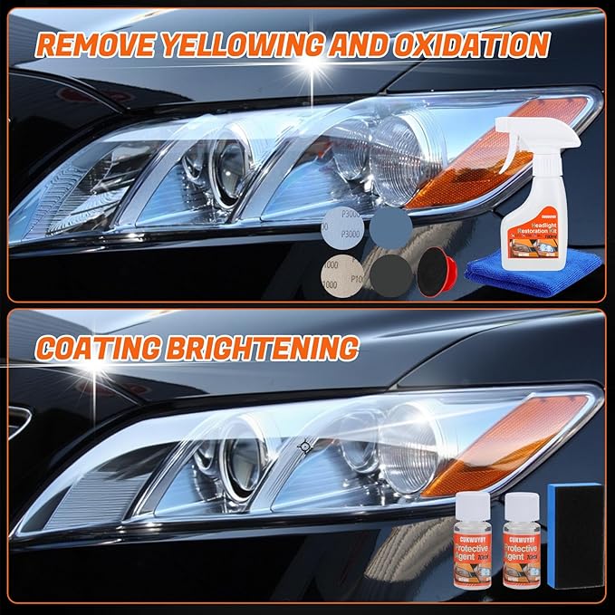 Headlight Restoration Kit Headlight Cleaner Head Light Cleaner Removing Yellowing Oxidized Headlamp Restoration Kit Headlight Polishing Kit Headlight Lens Restorer for Car