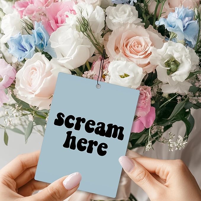 Mancheng-zi Scream Here Car Air Freshener 3Pcs, Spooky Horror Gothic Witchy Air Freshener Hanging for Cars Closet Drawer or Books, Cute Scream Car Accessories Mirror Decor for Women