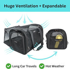 Crash-Tested Dog Car Carrier (Test with FMVSS 213b - 5 Star Safety Rated by CPS) | 2-in-1 Small Pet Car Seat, Expandable Cat Carrier Soft | Lab-Tested Dog Travel Bag for Safe Travel |