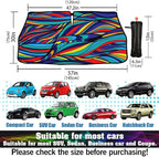 Neon Wave Print Car Sunshade Umbrella Colorful Neon Windshield Sun Shade for Car Retractable Umbrella Sunshades for Front Window Sun Shades Cover Visor Portector Block UV Ray