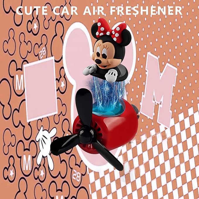 Car Air Fresheners Cute Cartoon Mouse Pilot Car Diffuser Rotating Propeller Automotive Air Outlet Fan Creative Car Perfume Decoration Cool Car Accessories (Women)