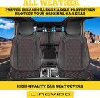 LINGVIDO Car Seat Covers for Front Seats (2 Seats) - Premium Perforated Nappa Leather,Waterproof Shield, Omni-Adapt Fit for SUVs Sedans, Ideal for Rideshare & Pets