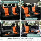 FH Group Automotive Car Seat Covers Rear Set Premium 3D Air Mesh Seat Covers, Airbag Compatible and Split Bench Cover Universal Fit Interior Accessories for Cars Trucks and SUVs - Orange