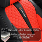 Car Seat Cover Set, Red Automotive Interior Accessories, Universal Fit, with Lumbar Support, Premium Nappa Leather, Waterproof, Non-Slip, Easy Installation, Fits SUVs, Pickups, Sedans