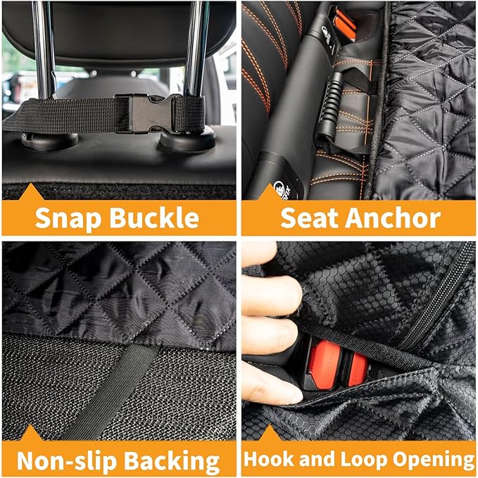 Dog Car Seat Cover for Back Seat Pet Cover for Dogs Waterproof Car Seat Protector Durable Nonslip Scratchproof Seat Covers for Cars SUV& Trucks