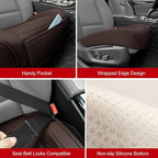 Car Seat Cover for Luxury & Comfort - PU Leather, Anti-Slip, Full Wrap Protection with Storage Pocket for Bottom Cushion - Universal Fit for 95% of Vehicles (Coffee Color,2 Piece)