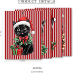 Christmas Black Cat Car Air Freshener 4 Pcs, Cute Black Kitten Xmas Hanging Scents Air Freshener for Women Girls Gifts, Cat Lover Gifts Scented Car Accessories Decor for Room Closet Drawer