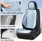 Coverado Seat Covers, Leather Seat Covers for Front Seats, Black and Blue Car Seat Covers, Waterproof Car Seat Protectors, Auto Seat Cushion, Front Driver Seat Cover Universal Fit Most Cars SUV