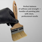 Set of 2 4 Inch Flat Paint Brushes - High European Quality - Natural Bristles - for Home, Wood, Walls, Art, Trim & Furniture - for Acrylic, Oil, Stain, Chalk & Latex Paints