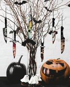 Car Air Freshener Hanging, 6Pcs Horror Knife Halloween Tree Decorations, Horror Movie Gifts, Halloween Air Freshener Car Decor, Scented Rearview Mirror Pendant, Halloween Gifts for Men Women