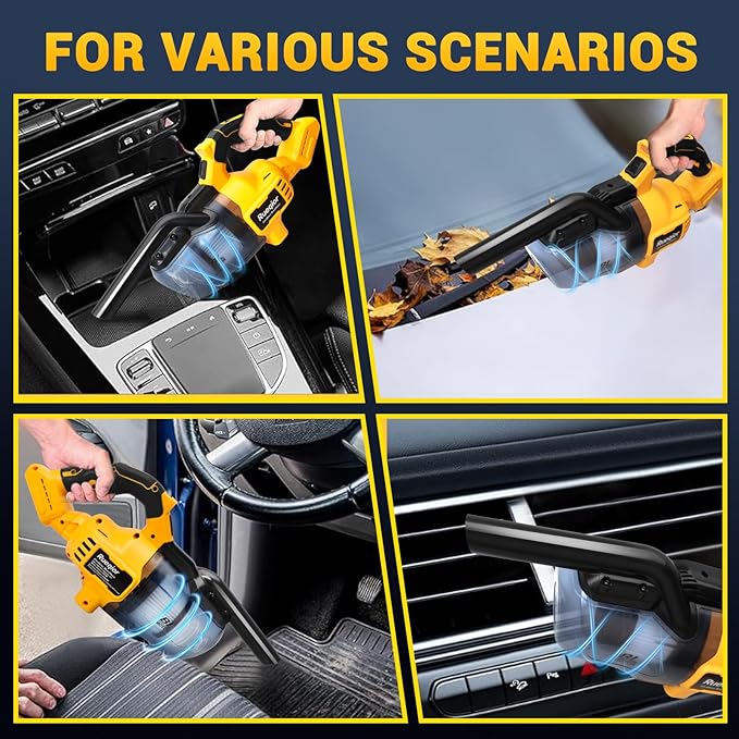 Cordless Vacuum Compatible with DeWalt 20V Battery, 5 in 1 Brushless Vacuum Cleaner with 50KPA 500W Powerful Motor, 50 CFM Portable Hand Vacuum for Home Wood Floor, Carpet, Car (Battery Not Included)