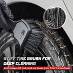 Wheel & Tire Brush Set, 2 Pack Car Wheel Brush & Tire Cleaner Brushes, Soft Bristle Rim Brush and Stiff Tire Scrub Brush, Scratch-Free Wheel Cleaning Kit for Car Detailing, Trucks, SUVs