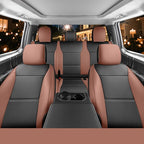 Red Rain F150 Leather Car Seat Covers Custom Fit for Ford F150 SuperCrew/CrewCab 2015-2025 XL XLT STX Pickup Truck Black and Brown Auto Seat Protector 5 Seater (F150-Black+Brown)