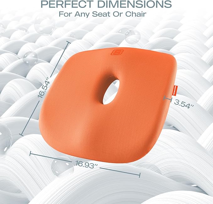 Skechers Seat Cushion Memory Foam,Donut Pillow Office Chair Cushion for Tailbone Pain Relief,Butt Pillow for Office Chair,Car seat Cushion,Long Sitting Office Workers,and Car Drivers,Orange