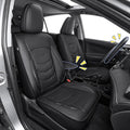 1:1 Custom Car Seat Covers Fit for Toyota RAV4 2013 2014 2015 2016 2017 2018 XLE LE Limited Adventure Full Set Faux Leather Seat Protectors with Armrest Covers and Steering Wheel Cover (5-Seat, Black)