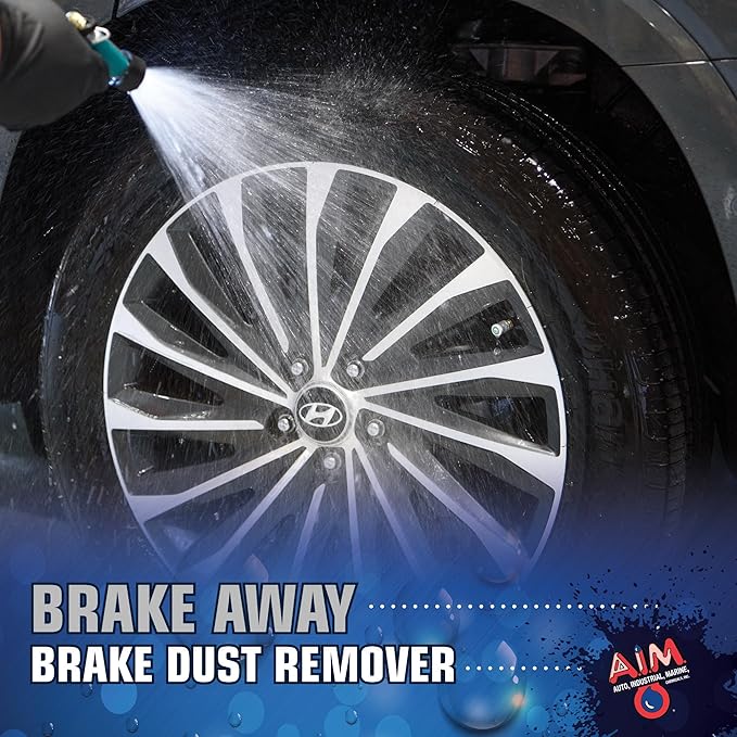 AIM Chemicals Brake Away Non-Acid Wheel & Tire Cleaner - Heavy Duty Degreaser & Engine Cleaner - Removes Brake Dust, Grease, Grime, Aluminum Brighteners - Ideal for Cars, Boats, RVs & Equipment, 5 Gal