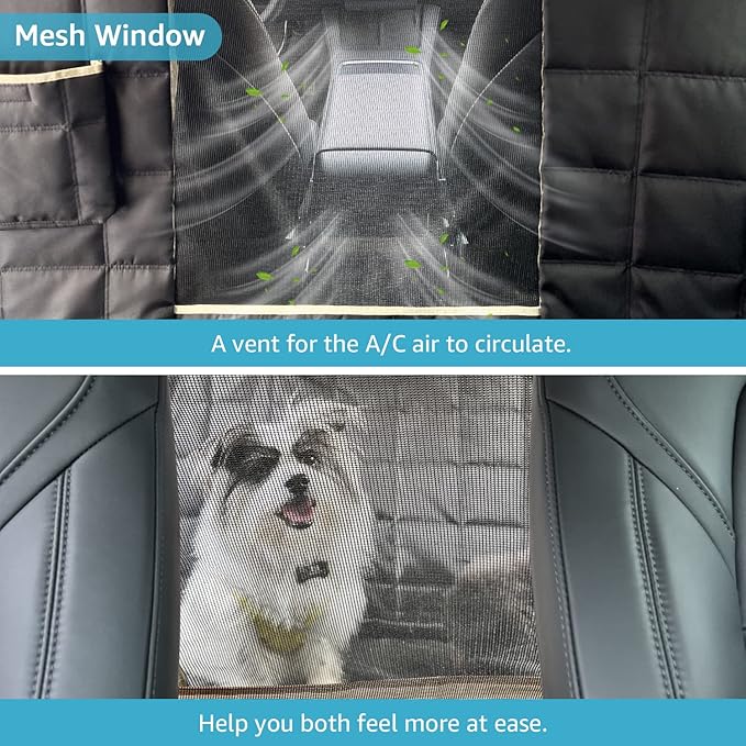 Lassie Dog Car Hammock for 2018-2026 Tesla Model 3 Back Seat Pet Cover for Dogs with 4 Headrests and 2 Seat Belts, 100% Waterproof Backseat Hammock Pet Seat Protector for Tesla Model 3