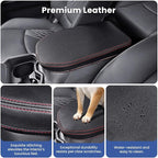 Center Console Cover for Toyota RAV4 2019-2025, Upgraded PU Leather Armrest Cover for RAV4 Adventure/Hybrid/XLE/LE/Limited/TRD Off-Road/Premium/XLE Premium (Red Stitching)