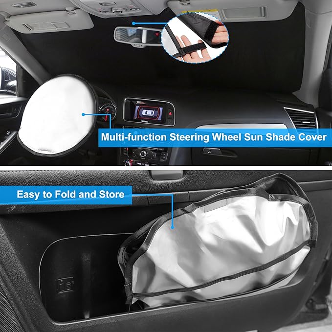 Windshield Sun Shade Custom Fit for 2021 2022 2023 2024 2025 2026 Kia Kia Seltos Accessories Foldable Sunshade Sun Blocker Protect Car from Sun Rays & Heat Damage Keep Car Cooler