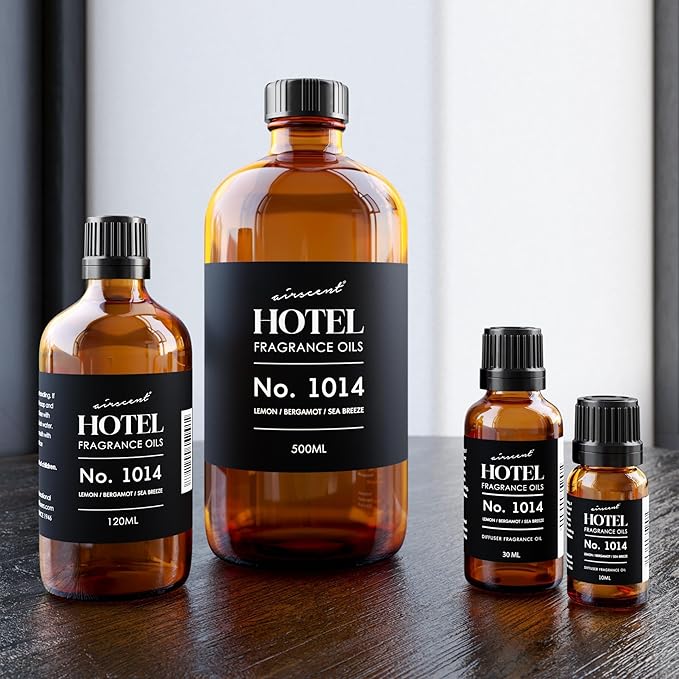 AirScent Hotel Diffuser Oil No. 1014 - The Iconic 5-Star Hotel Coastal Blend - Lemon Bergamot Sea Breeze - Fragrance Oil for Ultrasonic and Waterless Diffusers and Crafting - 500 mL