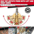 Meteor Blast Pivoting Coupler, 120 Degree with 5 Angles, heavy duty design and Stainless Steel Safety Lock for Pressure Washer Spray Nozzle, Clean Hard to Reach Area, 5000PSI, 1/4” Quick Connect