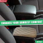 Car Center Console Pad, Waterproof Auto Armrest Seat Box Cover, PU Leather Arm Rest Protector Cushion Pad, Universal Vehicle Interior Protection Accessories for Car SUV (Beige)