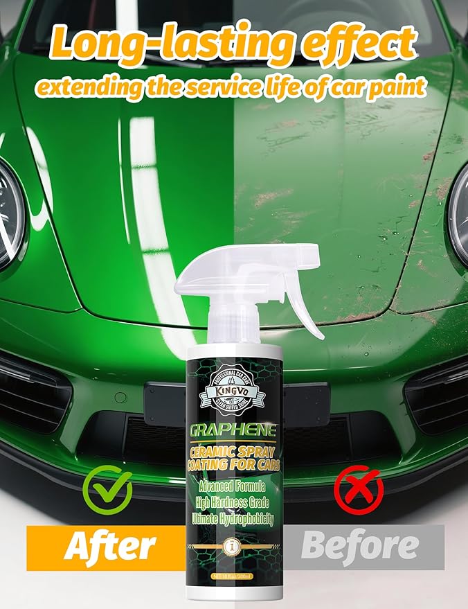 Kingvo Ceramic Spray Coating for Cars, Car Leather Conditioner Automotive Clear Coat Detail Spray Polishing Kit Leather Care Products