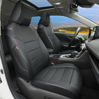 Lolcar Rav4 Seat Covers Custom Fit for Toyota RAV4 Adventure,TRD-Off Road 2019 2020 2021 2022 2023 2024, Leather Truck Seat Cover Full Set for SUV,Faux Leather(Black)