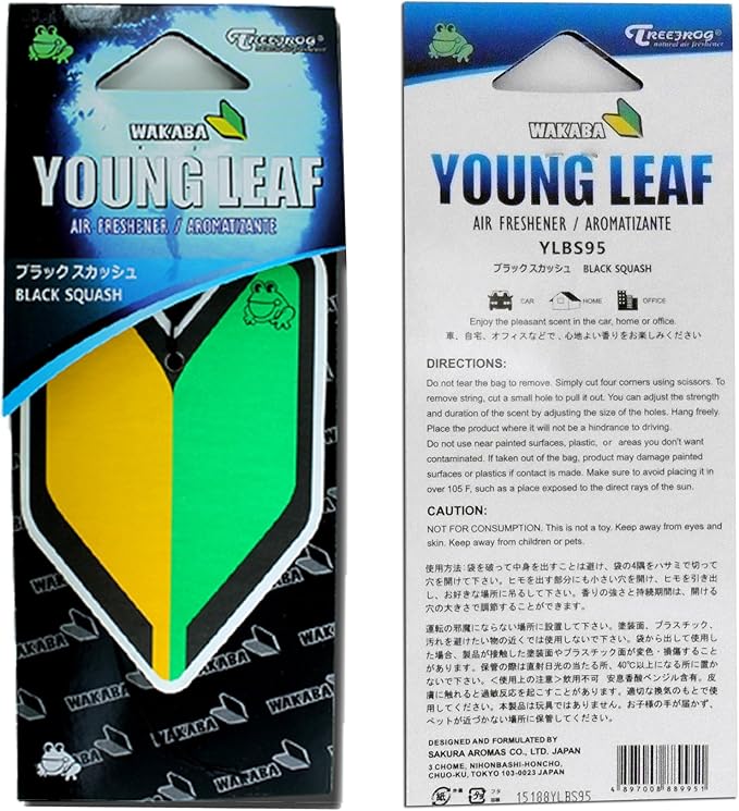 YLBS95 Japan Tree Frog Squash Scents JDM Air Freshener, Black, 1 Box, 24 Piece