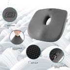 Skechers Seat Cushion Memory Foam,Donut Pillow Office Chair Cushion for Tailbone Pain Relief,Butt Pillow for Office Chair,Car seat Cushion,Long Sitting Office Workers,and Car Drivers,Grey