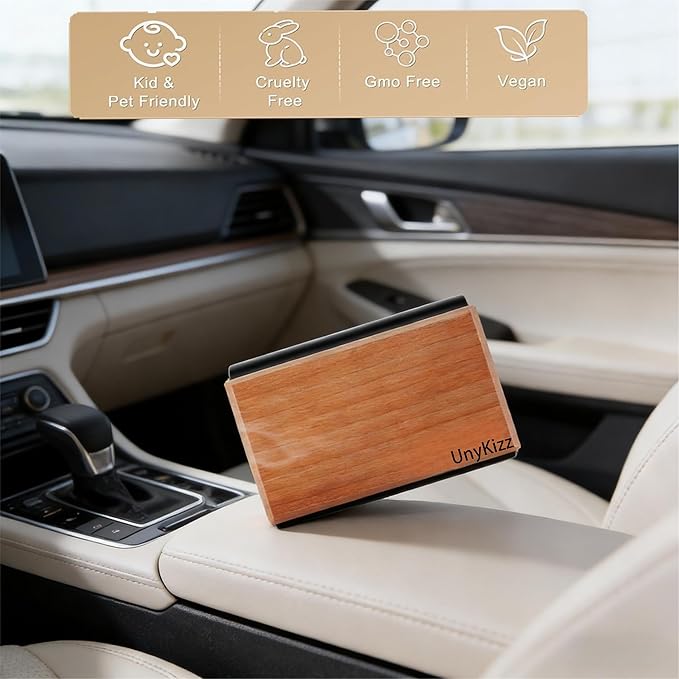 Car Air Freshener Wood Air Freshener - Car Odor Eliminator for Visor Clip Auto Accessories - Metal Clip - Essential Oils - Clean Ingredients - Teak Scent Starter Kit3pcs（Cabana/pine/amber）