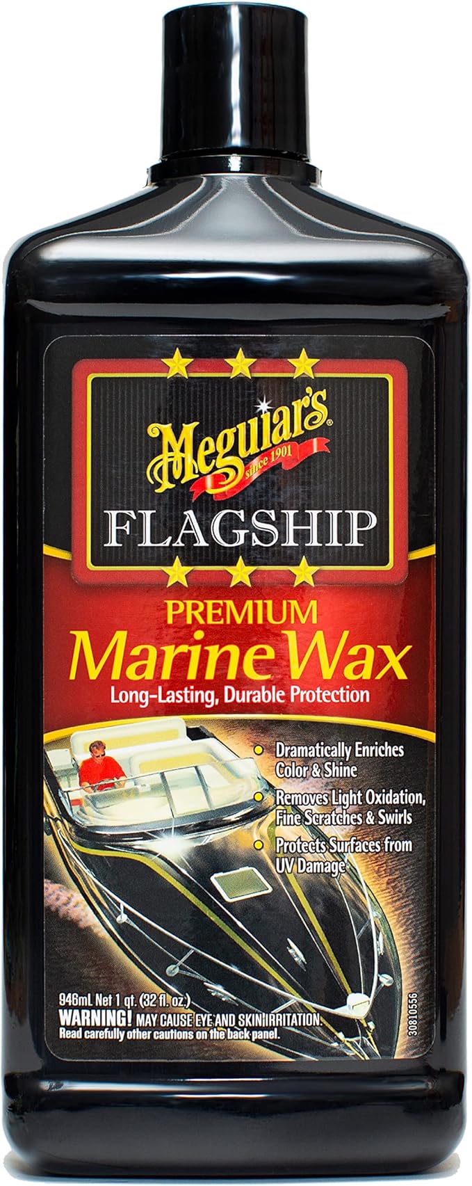 Meguiar’s Flagship Premium Marine Wax, M6332, Easy-to-Use Boat Polish and Wax that Removes Swirls, Scratches, and Oxidation While Adding Long-Lasting Protection, Gifts for Car Lovers, 32 Oz