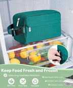 Small Insulated Snack Bag Lunch Bag for Kids Lunch Box for Women/Men, Collapsible [3L/5-Can] Reusable Lunch Bag Cooler Bag for Bottle with Handle Buckle for Work/School/Travel,Peacock Green