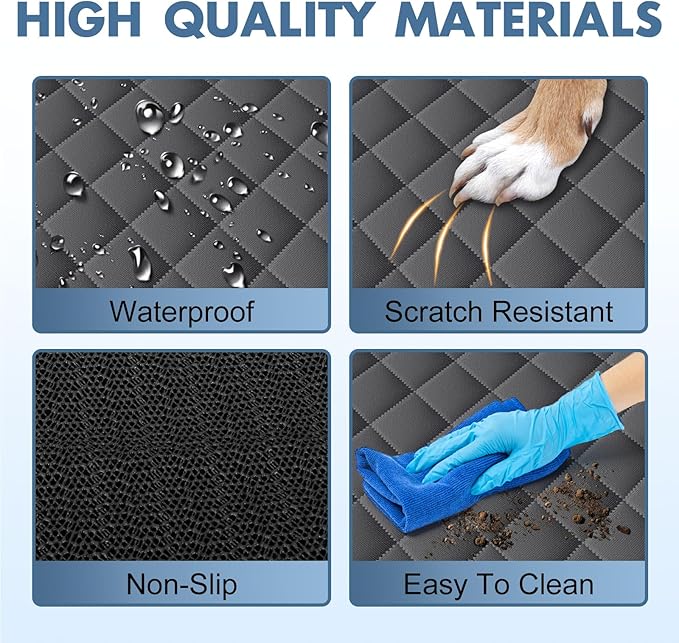 Backseat Cover for Dogs, Waterproof and Non-Slip Pet Bench Seat Covers, Car Seat Protector for Back Seat, Universal Size Rear Car Seat Cover Fits Cars, Trucks and SUVs, M-Charcoal Grey&Grey