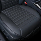 Universal Car Seat Cover PU Leather Car Seat Cushion Driver Seat Cover with Backrest- Car Front Seat Protector Fits 95% of Vehicles-1 Piece (Black-B)