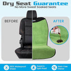 HAPPEGEAR Happeseat Waterproof Car Seat Cover & Protector – Universal Fit Car Seat Towel Cover – Non-Slip Backing, Easy Install & Storage, Machine Washable, Fits Front & Back, Green