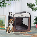 DONORO Dog Kennels and Crates for Medium Dogs, Portable Pop Up Indoor Pet Cage with Sturdy Wire Frame, Collapsible Travel Crate Soft Sided Cat Bag Escape Proof (Brown, 24.0" L x 16.0" W x 19.0" H)