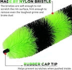 TAKAVU Master Wheel & Tire Brush, Easy Reach Rim Detailing Brush, Multipurpose Use for Wheels, Rims, Exhaust Tips, Motorcycles (Green)