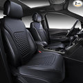 CAR PASS 2Pack Front Car Seat Covers Leather Memory Foam Water Proof Seat Protector Universal Fit for Cars SUVs Trucks Most Vehicles, 3D Foam Rhombus Sideless, Airbag Compatible Non-Slip, 2 Pcs Black