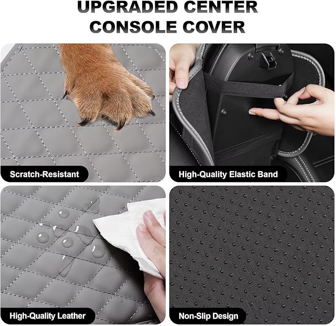 Center Console Cover fit for Toyota Venza Leather Middle Console Cover Pad Cushion Protector Arm Rest Covering Car(Grey)