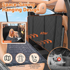 Hard Bottom Car Seat Cover for Dog swith Removable Soft Blankets,Scratch-Proof and Anti-Slip Car Dog Hammock for Large Dogs Brown for Crew Cab Trucks F150