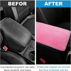 Fluffy Furry Armrest Cover for Car, Auto Center Console Cover Pad Car Soft Console Pad Wool Fur Armrest Seat Box Cover Protector Universal Fit for Most Vehicle, SUV (Pink)