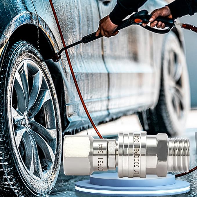 Tool Daily Pressure Washer Adapter Set with Swivel, M22 14mm to 3/8" Quick Connect, Stainless Steel Quick Disconnect Swivel for Power Washer Hose, 5000 PSI, Pack of 2