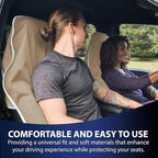 Dri Seats Waterproof Car Seat Cover – Premium Sweat Towel with Slip Resistant Backing for Front Seats in Cars, Trucks, SUVs – Universal Seat Covers & Liner, Easy Install (Tan, Large)
