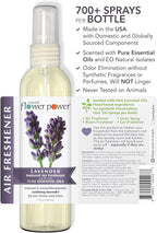 Natural Flower Power Air Freshener Spray - Odor Eliminator with Essential Oils for the Home, Car & Fabric - Cruelty Free & Vegan - Lavender + Peppermint & Lemon - 2 x 4 oz