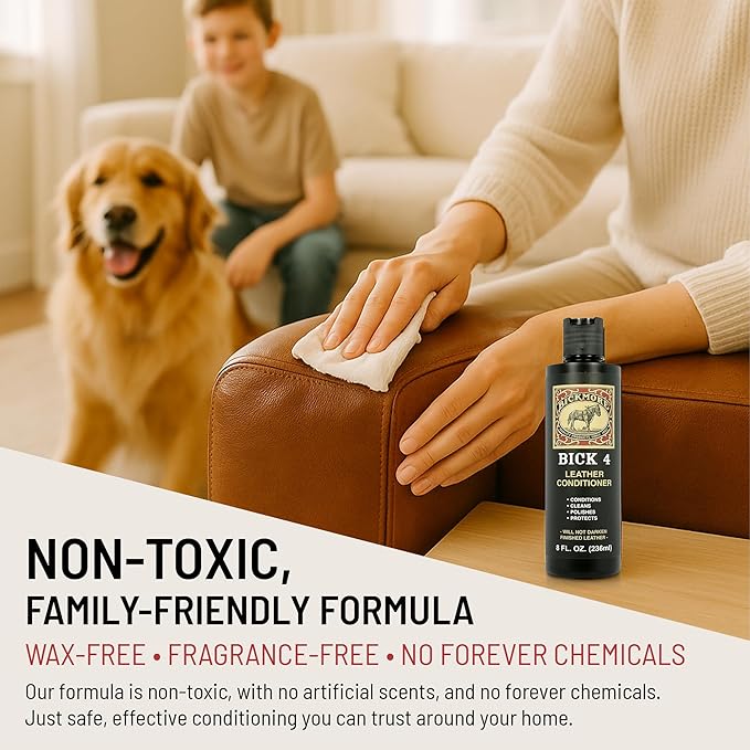 Bickmore Bick 4 Leather Conditioner and Leather Cleaner 16 oz - Will Not Darken Leather - Safe For All Leather Apparel, Furniture, Jackets, Shoes, Auto Interiors, Bags & All Other Leather Accessories