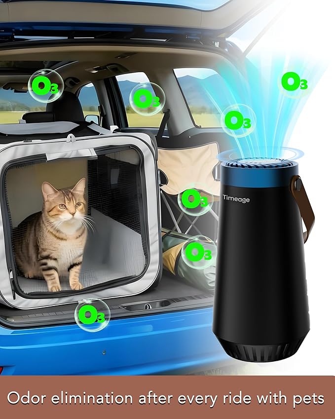 Ozone Generator for Car -Clean Smoke Odor from Car, Foul Smell from Bathroom; Plus Ionic Air Purifier for Home to Purify Dust, Pollen- Portable Deodorizer, Office, Pet Room Sky Blue