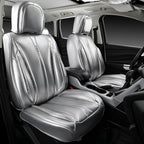 CAR PASS Ultra+ Nappa Leather Car Seat Covers Full Set Universal Cushioned, Soft Breathable Waterproof Anti-Slip Driver Seats and Backrest for SUV Pick-up Truck Sedan, 5 Seats Margiela Solid Silver