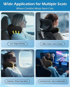 Car Neck Pillow: 2 Pack Ergonomic Memory Foam Headrest Pillow for Driving, Adjustable Neck Support Cushion for Pain Relief, Head Rest Pillows for Car Seat, Truck - Black